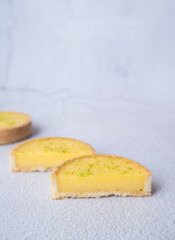 Lemon tart with white background