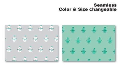 雪だるまをモチーフにした背景パターン、シームレス、グラフィック素材、ベクター