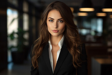 Generative AI picture portrait of attractive office worker young woman