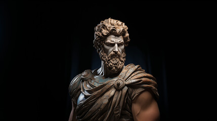 Stoic Philosopher: Classical Greek Statue in Dramatic Lighting