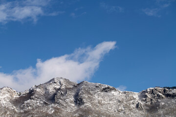 snow covered mountains okno near Ajdovscina
