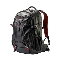 Naklejka premium A black backpack, isolated on transparent background, PNG file