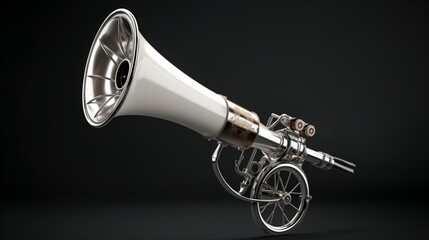 Air horn from a vintage bicycle in silver, white