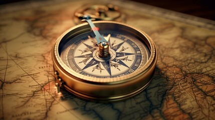 Fototapeta na wymiar Navigational Nostalgia: Vintage 3D Compass