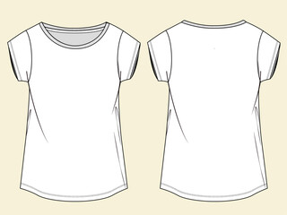 Ladies illustration of a t shirt flat sketch