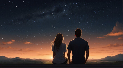 The night sky with the stars' atmosphere 