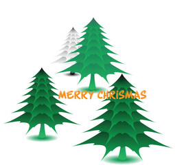  vector illustrator Collection of Christmas trees, modern flat design. Can be used for printed materials - leaflets, posters, business cards or for web