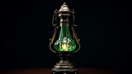 Fototapeta na wymiar Timeless Illumination: Vintage Green Oil Lamp