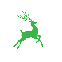 Vector illustration of a deer in green color on a white background