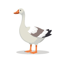 Cartoon element book goose on white background