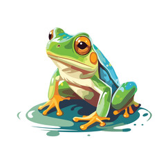 cute frog cartoon style green illustration