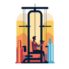 Sport equipment gym accessory people athlete set Dumbbell barbell fitness ball yoga mat bag sportswear for training