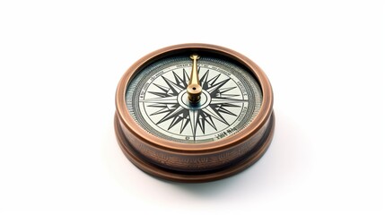 Guiding Light: 3D Vintage Compass on White