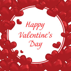 Valentine's day on pink background with hearts. Vector illustration