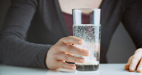 Effervescent Tablet in a Glass of Water