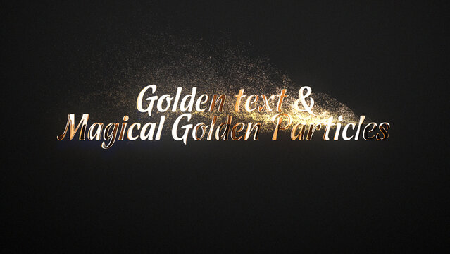 Golden Text Effect Appearing From Magical Golden Particles