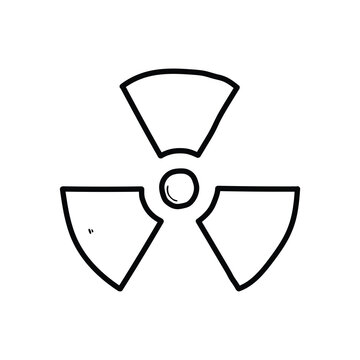 A hand-drawn doodle of radioactivity on a white background.