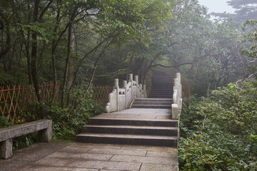 The picturesque granite peaks of Huangshan in Anhui Province, China