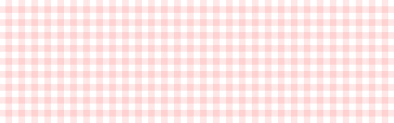 手描きのピンク色と白のギンガムチェック柄のパターン - シンプルでかわいい背景素材 - ワイド