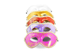 Set of Carnival masks on white background, an elegant and artistic accessories for a masquerade ball