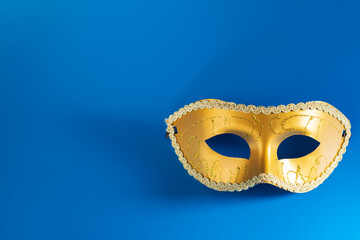 Carnival mask, new year celebration, masquerade event, blue background