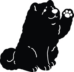 Simple Chow Chow dog Silhouette waving hand with details