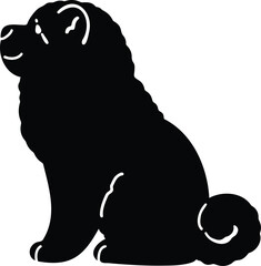 Simple Chow Chow dog Silhouette sitting in side view with details