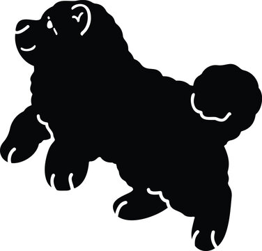 Simple Chow Chow dog Silhouette jumping with details