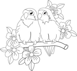 Hand drawn bird couple vector illustration