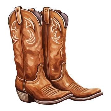 Pair of Brown Western Cowboy Boots