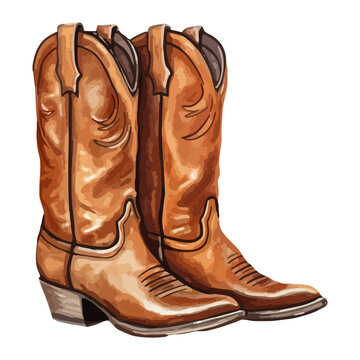 Pair of Brown Western Cowboy Boots