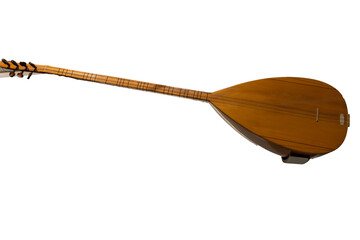 Baglama or saz is a type of stringed instrument commonly used in Turkish folk music. Isolated white...