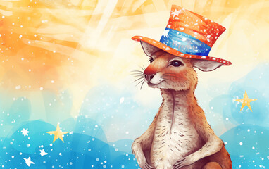 Australia Day Celebration Poster Featuring Cartoon Kangaroo