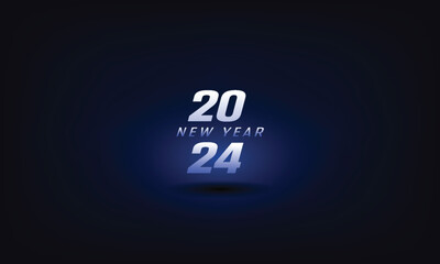Happy New Year 2024celebration with bule light abstract clock on futuristic technology background, countdown concept.