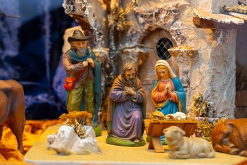 Wood carving, jewelry, Jesus was born, horses, stories, Christmas jewelry - obrazy, fototapety, plakaty