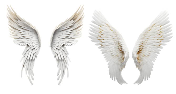 Angel wings white transparent background on white background, Generative Ai
