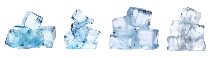 Ice on white background, PNG, transparent background, Generative Ai