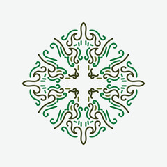 Baroque Design Elements and Ornaments with green color