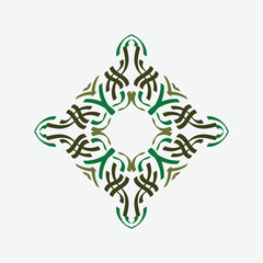 Baroque Design Elements and Ornaments with green color