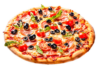 Pepperoni pizza isolated on a transparent background