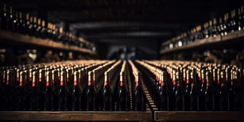 Fotobehang Wine bottles in a cellar. © ParinApril