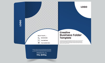 Business presentation folder template for corporate office,Modern geometric style.The layout is for posting information about the company.