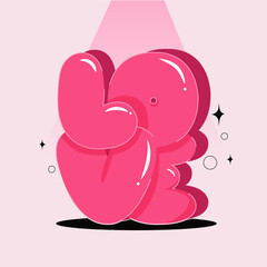 Greeting card with pink  letters LOVE.  Trendy balloon print design for posters, cards, tshirt.  Modern glamorous quote illustration lettering pink. Luxury style.14 February. Valentine's day holiday. 