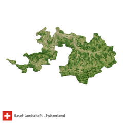 Basel-Landschaft, Canton of Switzerland Topographic Map (EPS)