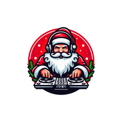 dj santa claus at christmas party vector illustration. Ai Generated	
