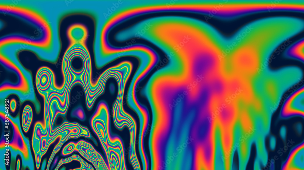 Poster 
A vivid and mesmerizing scene filled with neon-toned glitched patterns, elevated by an enchanting polarization effect, creating a vibrant and trippy backdrop.