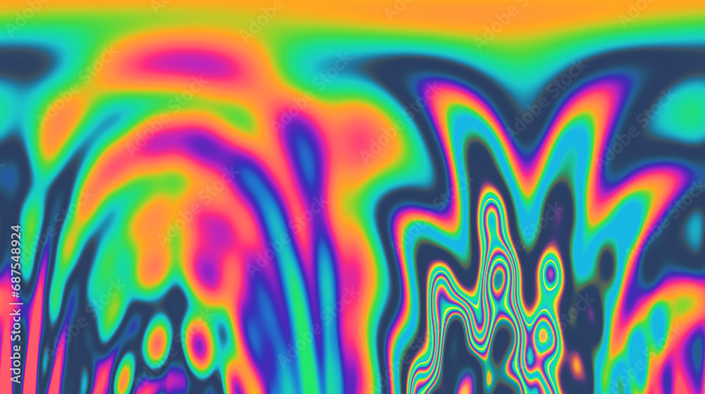 Poster Dynamic neon polarized divots create a mesmerizing and vibrant background. Abstract psychedelic background.