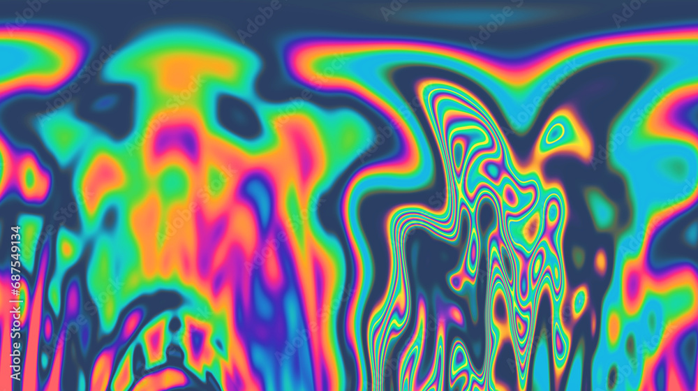 Aufkleber Dynamic neon polarized divots create a mesmerizing and vibrant background. Abstract psychedelic background.