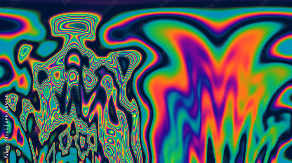 Poster Dynamic neon polarized divots create a mesmerizing and vibrant background. Abstract psychedelic background.