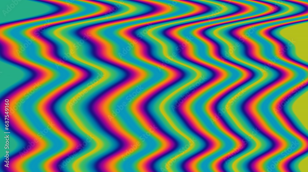 Poster Dynamic neon polarized divots create a mesmerizing and vibrant background. Abstract psychedelic background.